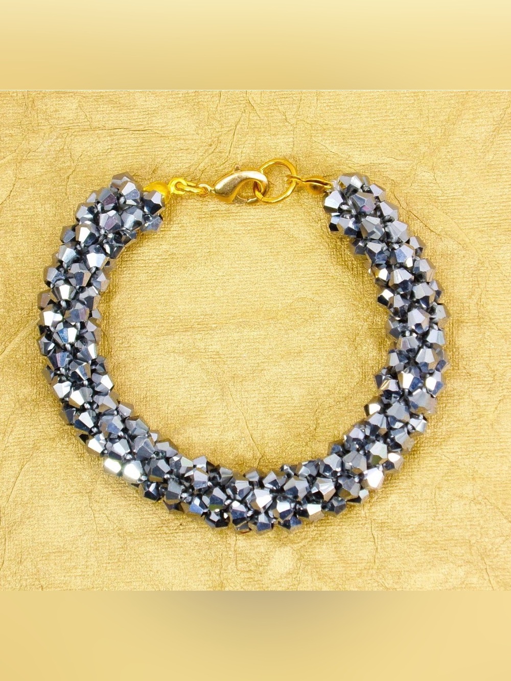 Elegant Gray Glass Bead Bracelet Sparkling Rope Style Design Jewelry New